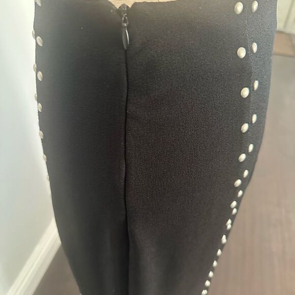 Maje Studded Accents Midi Length Black Skirt with Slits - Picture 4 of 10